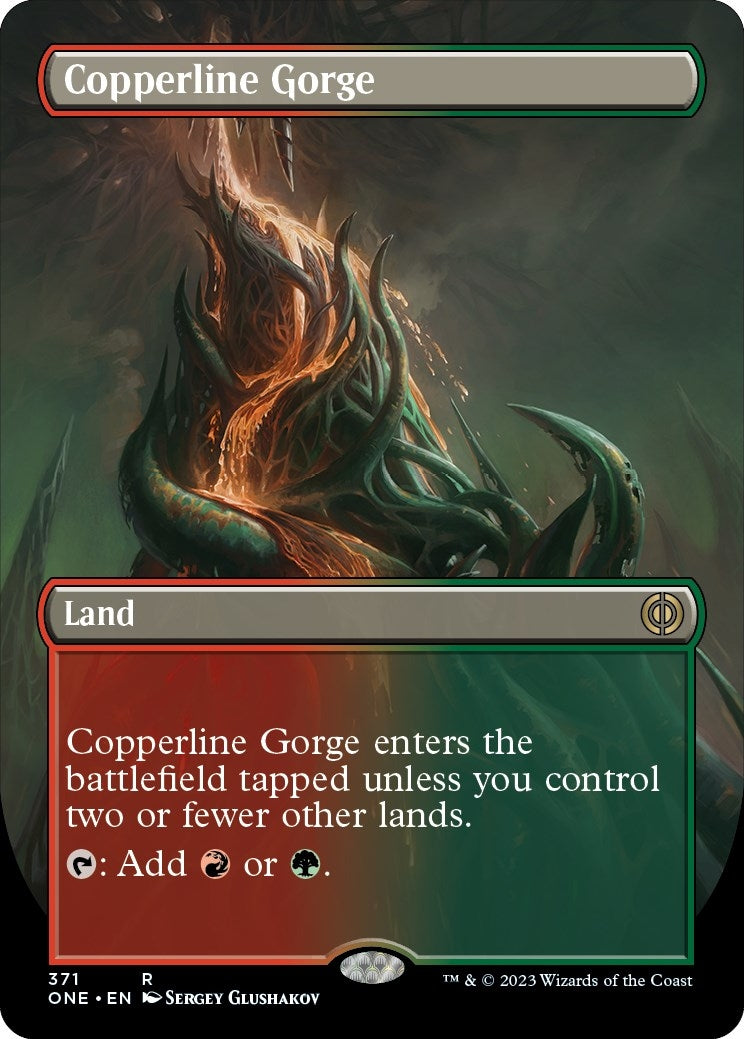 Copperline Gorge (Borderless) (371) [Phyrexia: All Will Be One]
