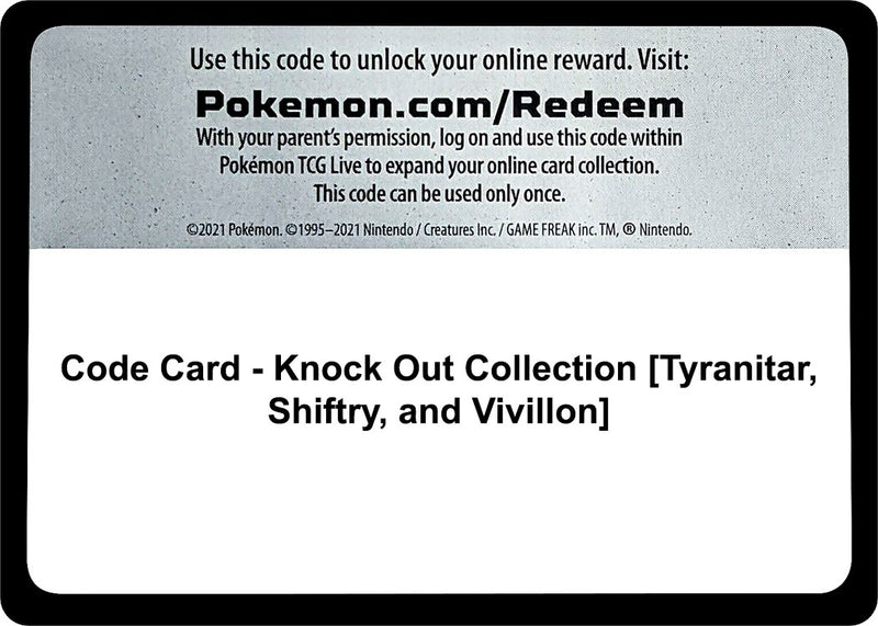 Code Card Knock Out Collection Tyranitar Shiftry and Vivillon [MCAP]