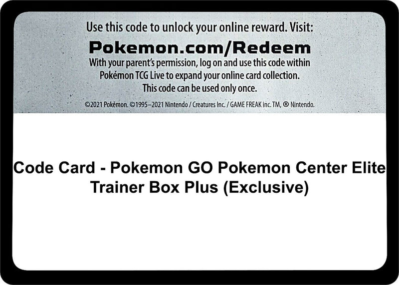 Code Card Pokemon GO Pokemon Center Elite Trainer Box Plus Exclusive [PGO]