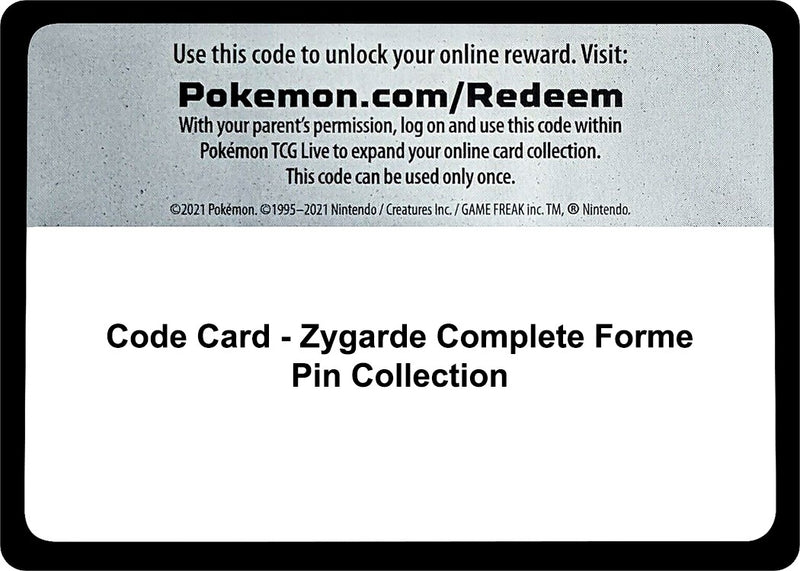 Code Card Zygarde Complete Forme Pin Collection [SM01]