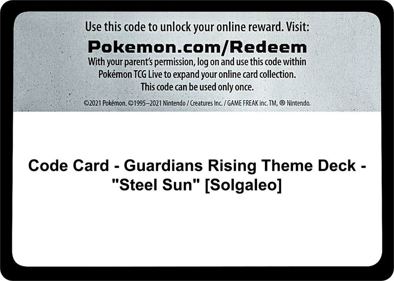 Code Card Guardians Rising Theme Deck Steel Sun Solgaleo [SM02]