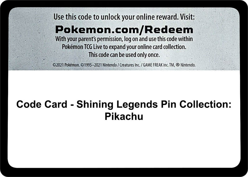 Code Card Shining Legends Pin Collection Pikachu [SHL]