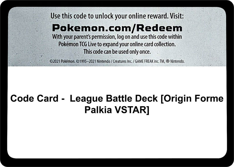 Code Card League Battle Deck Origin Forme Palkia VSTAR [MCAP]