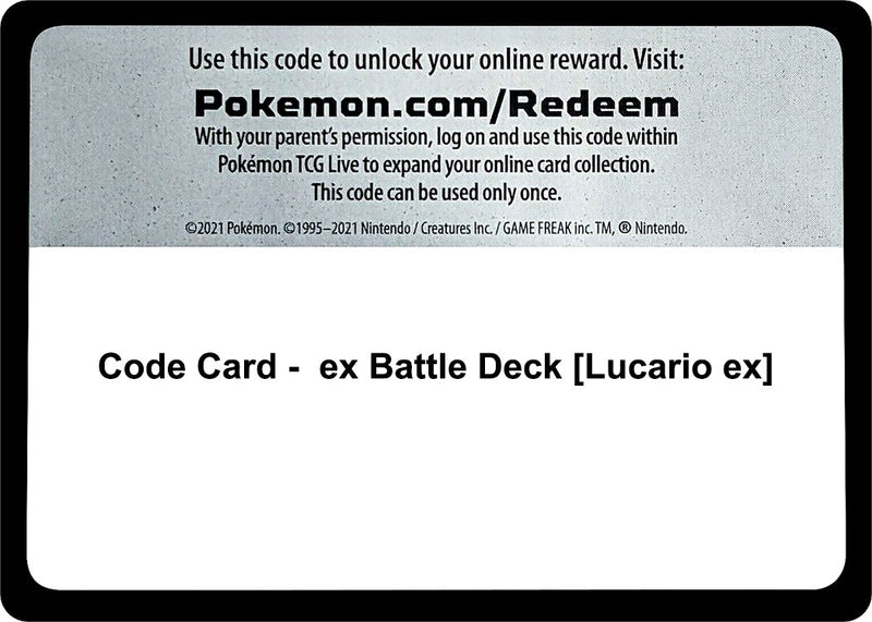 Code Card ex Battle Deck Lucario ex [MCAP]