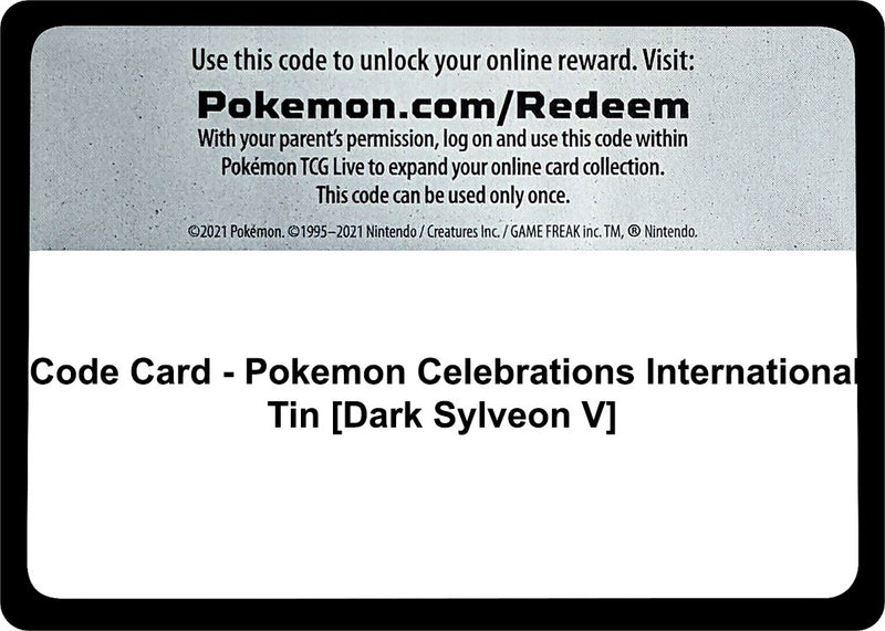 Code Card Pokemon Celebrations International Tin Dark Sylveon V [WCD]