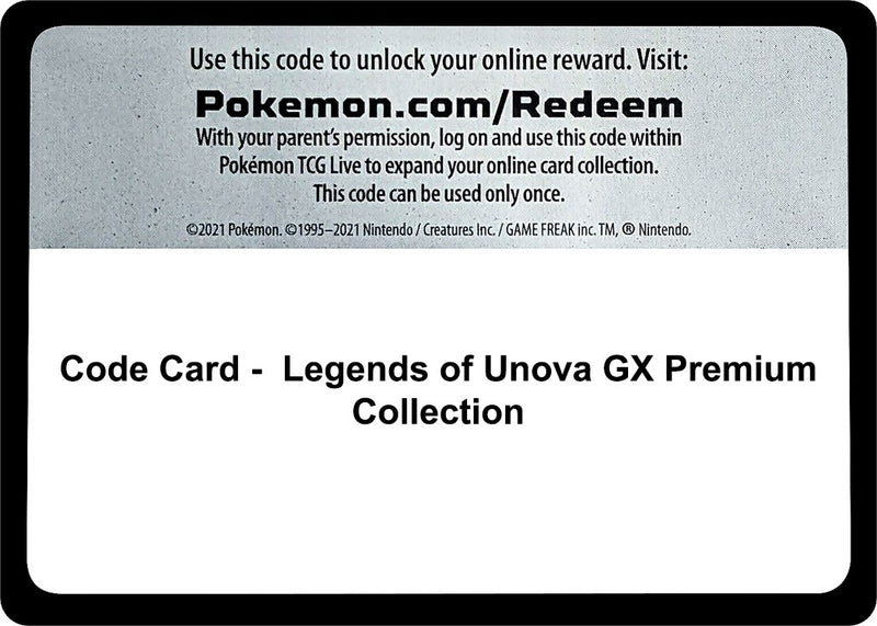 Code Card Legends of Unova GX Premium Collection [WCD]