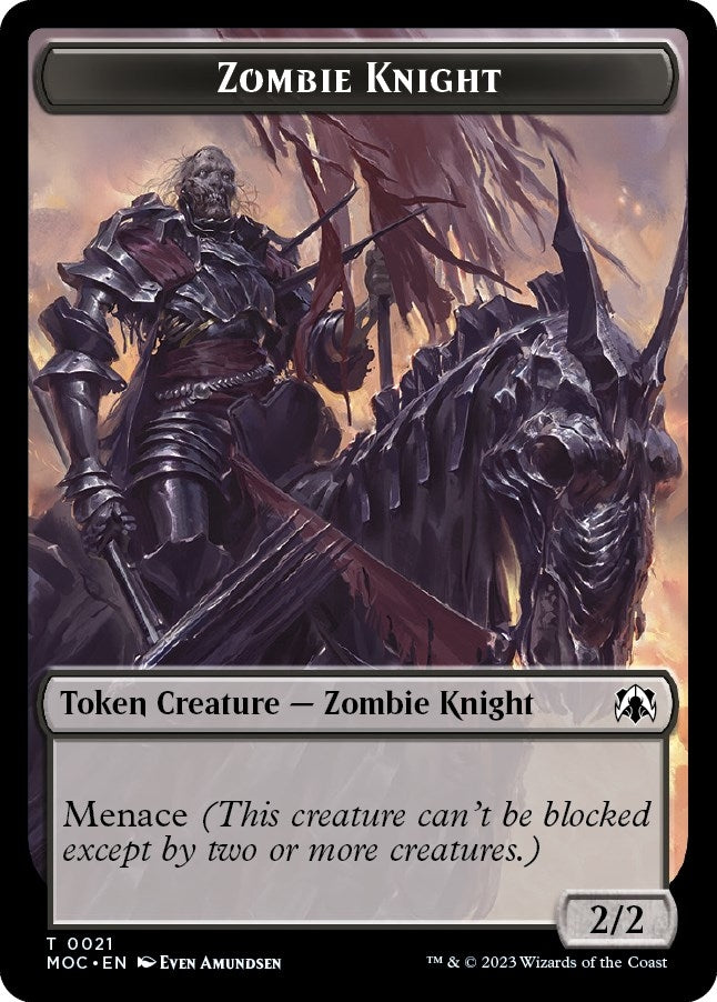 Zombie Knight Human Double sided Token (21 // 6) [MOC]