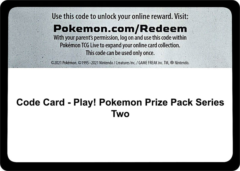 Code Card Play Pokemon Prize Pack Series Two