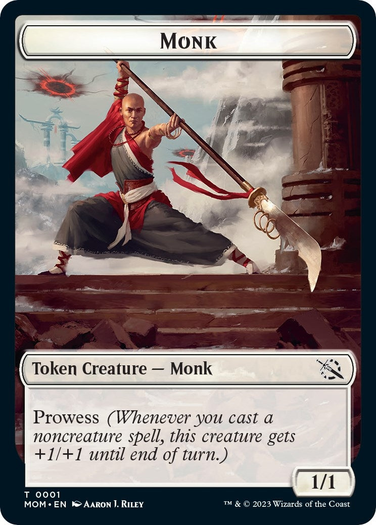 Monk // Spirit (14) Double-Sided Token [March of the Machine Tokens]