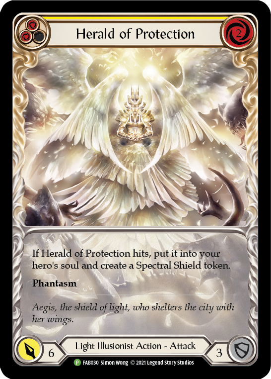 Herald of Protection (Yellow Extended Art) [FAB030] (Promo)  Rainbow Foil