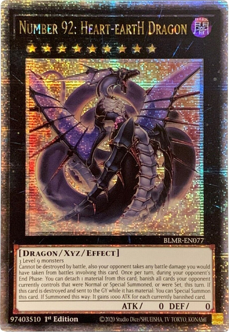 Number 92 Heart eartH Dragon Quarter Century Secret Rare (BLMR-EN077) [BLMR]