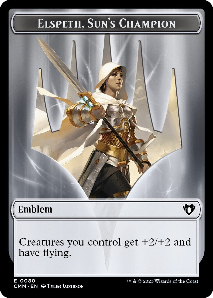 Emblem Elspeth Suns Champion Copy 0055 Double Sided Token (80 // 55) [CMM]