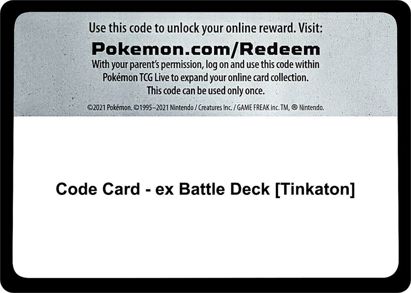 Code Card ex Battle Deck Tinkaton [MCAP]