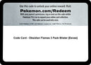 Code Card Obsidian Flames 3 Pack Blister Eevee [OBF]