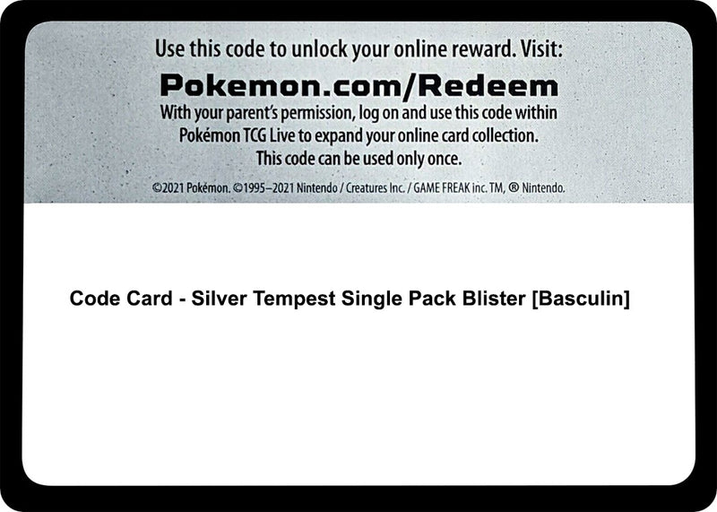 Code Card Silver Tempest Single Pack Blister Basculin [SWSH12]