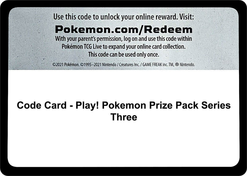 Code Card Play Pokemon Prize Pack Series Three