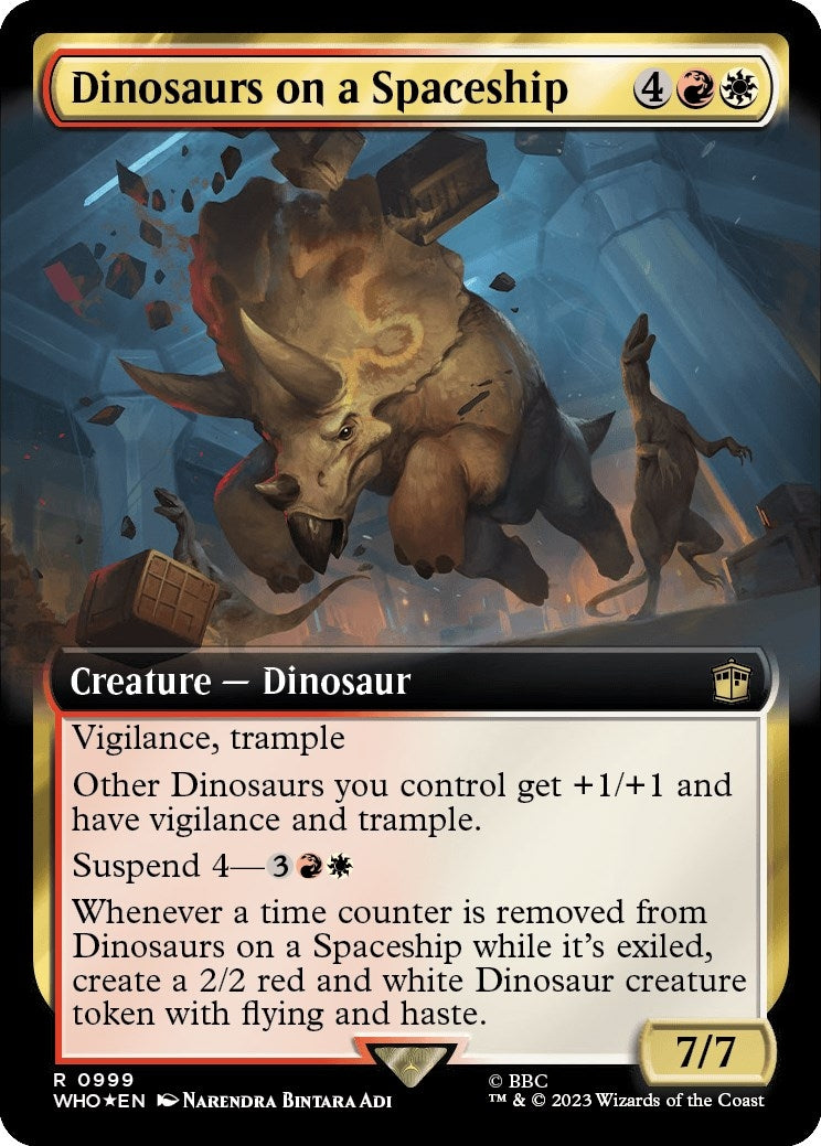 Dinosaurs on a Spaceship Extended Art Surge Foil (999) [WHO]