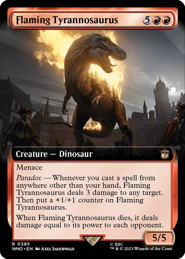 Flaming Tyrannosaurus Extended Art (385) [WHO]