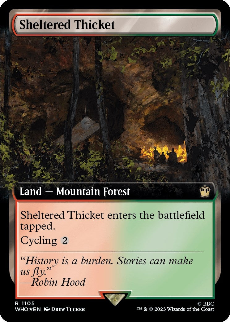 Sheltered Thicket Extended Art Surge Foil (1105) [WHO]