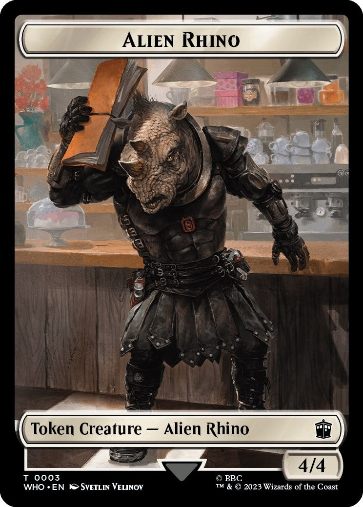 Alien Rhino Mutant Double Sided Token (3 // 18) [WHO]