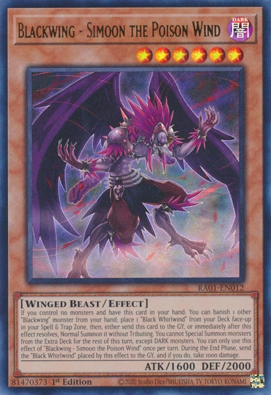 Blackwing Simoon the Poison Wind UR (RA01-EN012) [RA01]