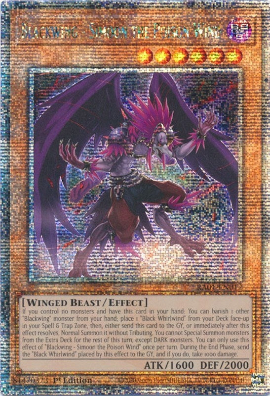 Blackwing Simoon the Poison Wind Quarter Century Secret Rare (RA01-EN012) [RA01]