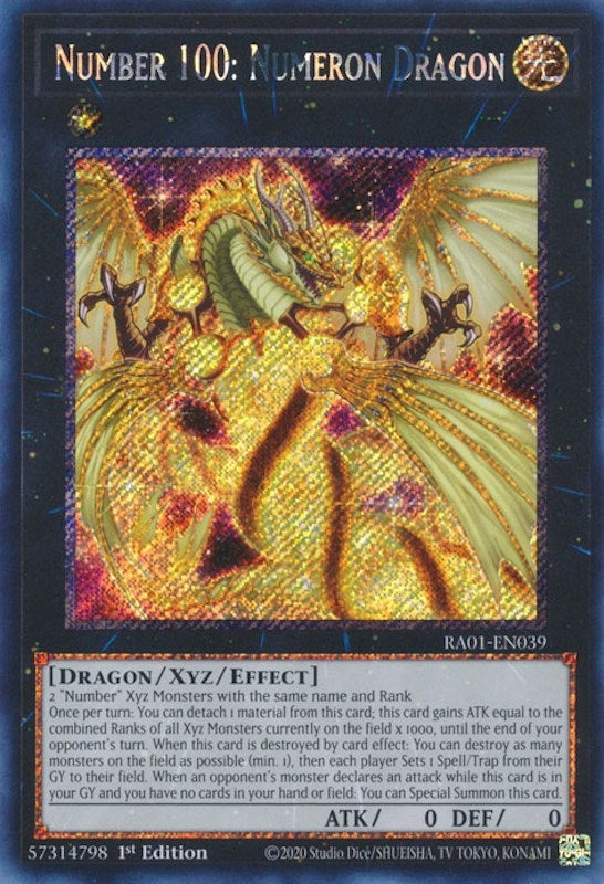 Number 100 Numeron Dragon Platinum Secret Rare (RA01-EN039) [RA01]