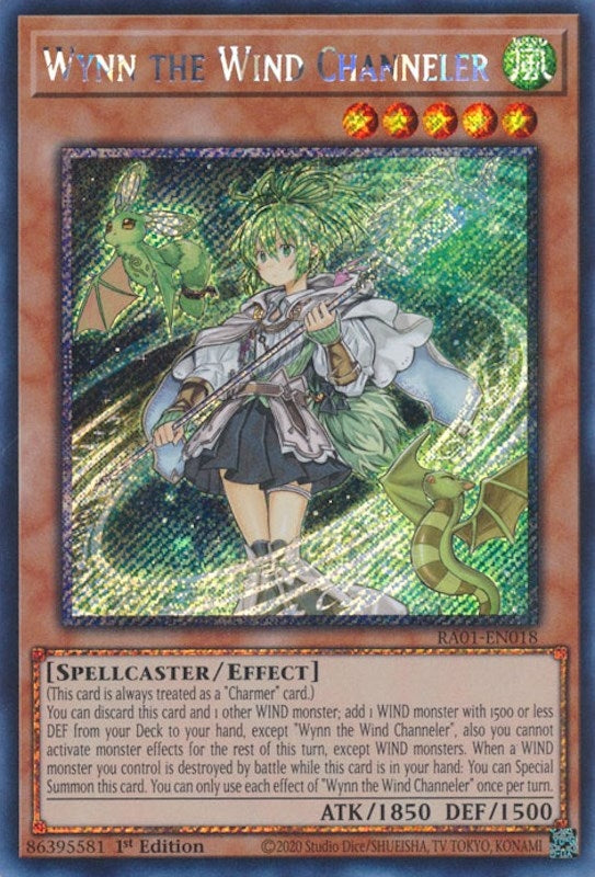 Wynn the Wind Channeler Platinum Secret Rare (RA01-EN018) [RA01]