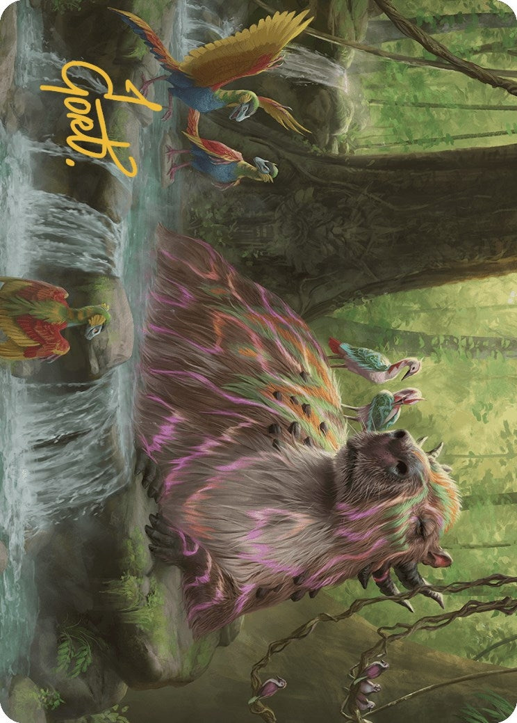 Basking Capybara Art Card Gold Stamped Signature (22) [ASLCI]