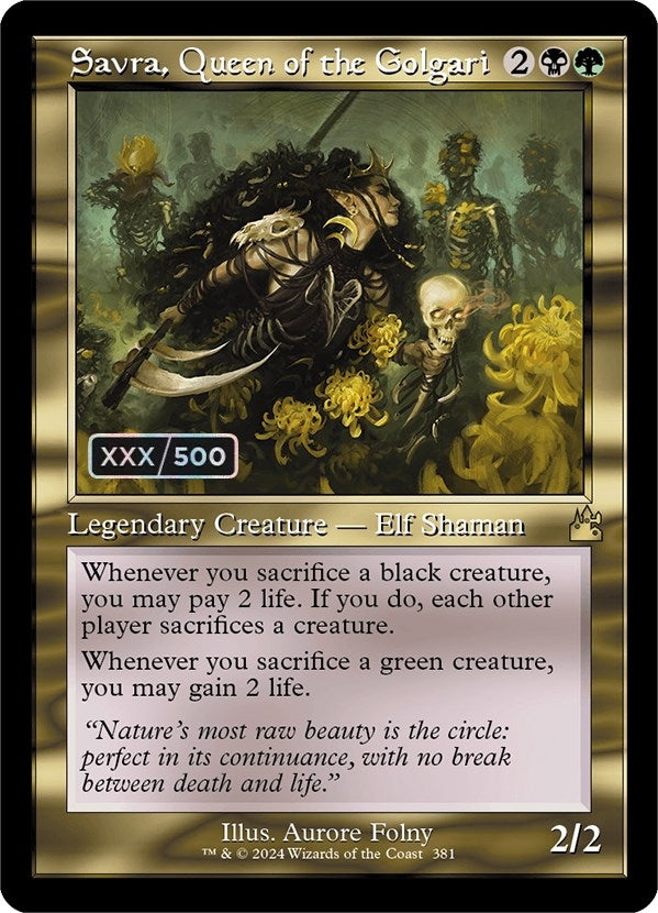 Savra Queen of the Golgari Retro Frame Serial Numbered (381) [RVR]