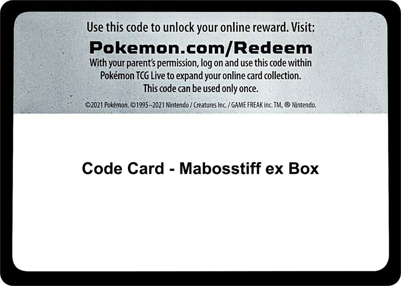 Code Card Mabosstiff ex Box [MCAP]