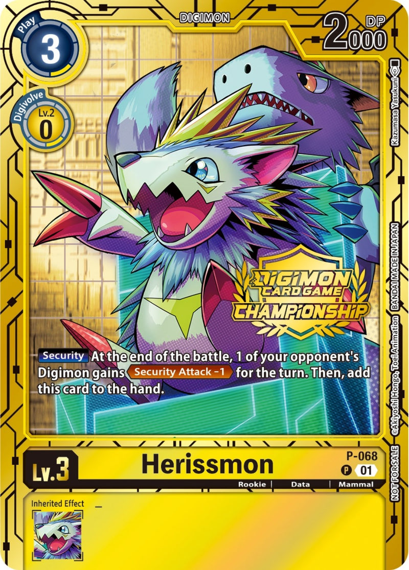 Image for Herissmon - P-068 (Championship 2023 Gold Card Set) [Digimon Promotion Cards]