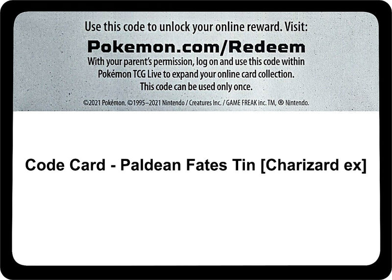 Code Card Paldean Fates Tin Charizard ex [PAF]