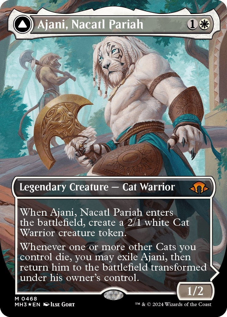 Ajani Nacatl Pariah Borderless Textured Foil (468) [MH3]