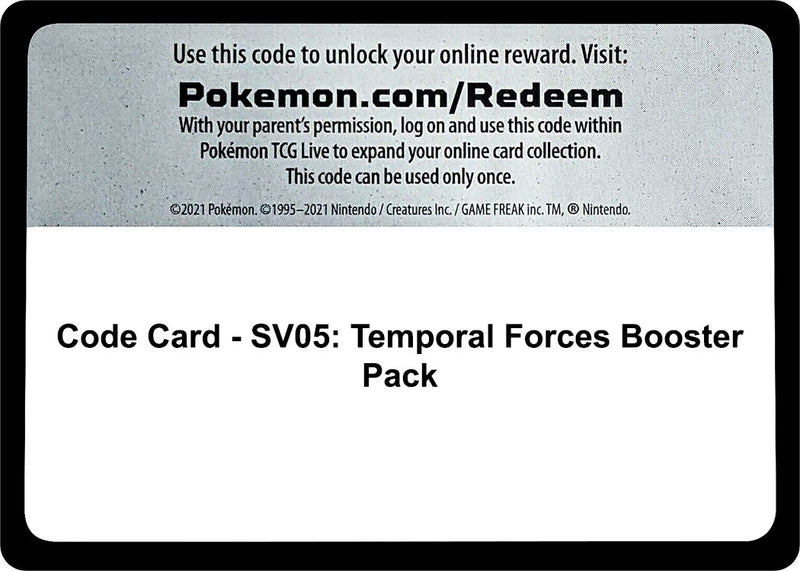 Code Card SV05 Temporal Forces Booster Pack [TEF]