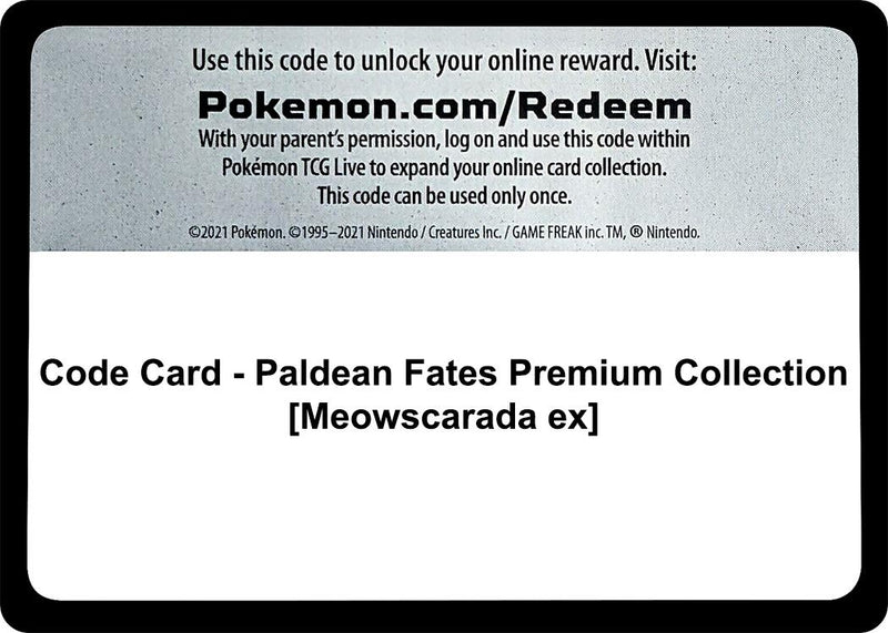 Code Card Paldean Fates Premium Collection Meowscarada ex [PAF]