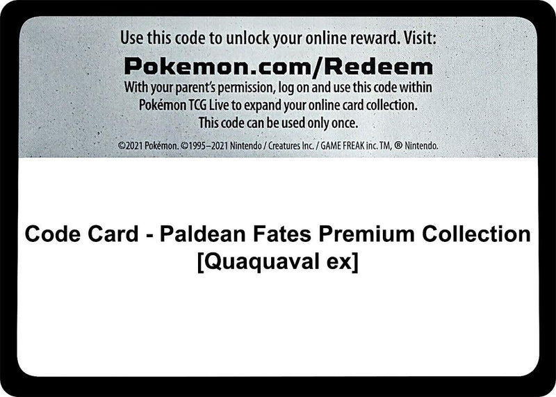 Code Card Paldean Fates Premium Collection Quaquaval ex [PAF]
