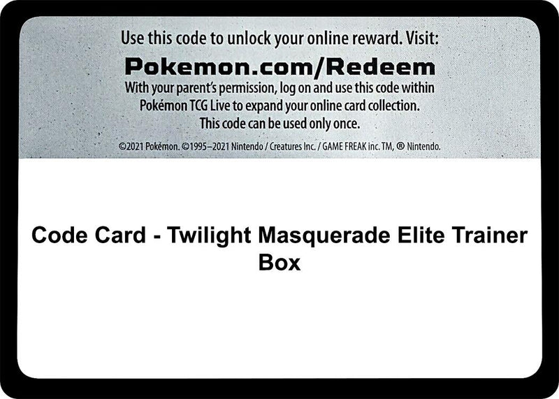 Code Card Twilight Masquerade Elite Trainer Box [TWM]