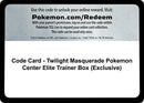 Code Card Twilight Masquerade Pokemon Center Elite Trainer Box Exclusive [TWM]
