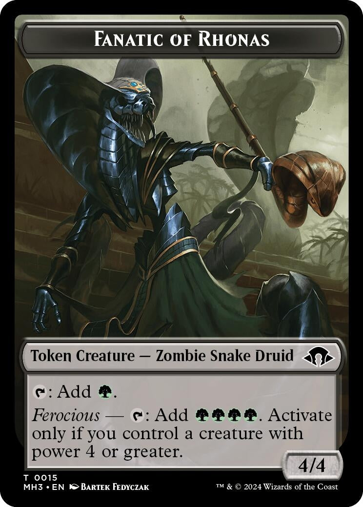 Fanatic of Rhonas Energy Reserve Double Sided Token (15 // 36) [MH3]