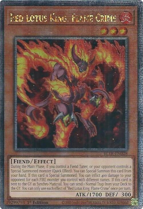 Red Lotus King Flame Crime Quarter Century Secret Rare (BLTR-EN028) [BLTR]