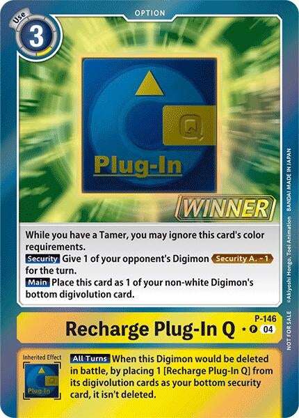 Image for Recharge Plug-In Q - P-146 (Store Tournament 2024 Jul. - Sep. Winner Pack) [Digimon Promotion Cards]