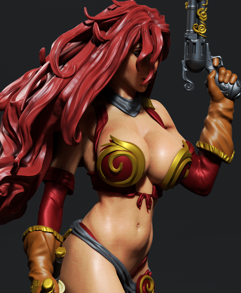 Red Monika Resin Statue - view 4