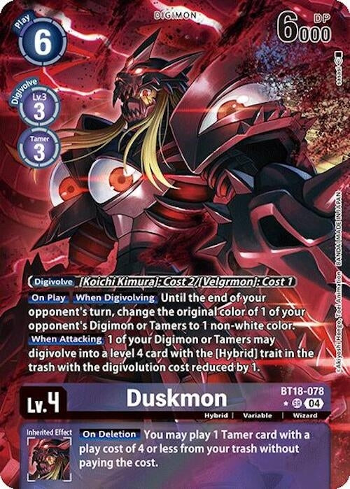 Image for Duskmon (Alternate Art) (BT18-078 SR) (Release Special Booster 2.0) (BT18-19) - Digimon Card Game