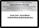 Image for Code Card - Sun & Moon Unified Minds Build & Battle Box [SM11]