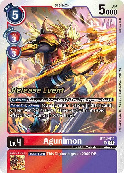 Image for Agunimon (BT18-011 R) (Release Special Booster 2.0 Celebration Event Cards) (BT18-19_PR) - Digimon Card Game