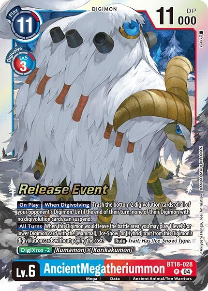 Image for AncientMegatheriummon (BT18-028 R) (Release Special Booster 2.0 Celebration Event Cards) (BT18-19_PR) - Digimon Card Game