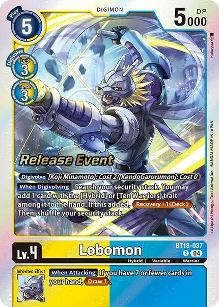 Image for Lobomon (BT18-037 R) (Release Special Booster 2.0 Celebration Event Cards) (BT18-19_PR) - Digimon Card Game