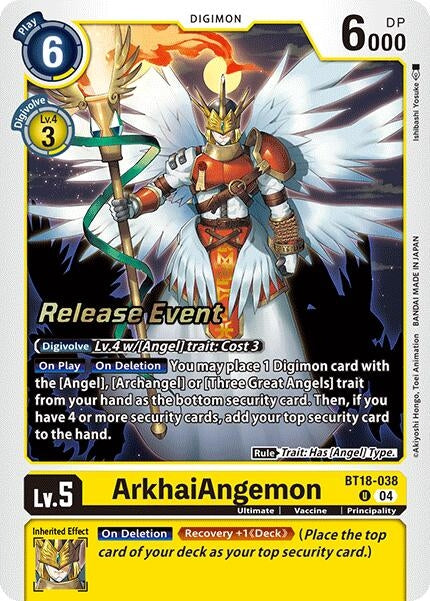 Image for ArkhaiAngemon (BT18-038 U) (Release Special Booster 2.0 Celebration Event Cards) (BT18-19_PR) - Digimon Card Game