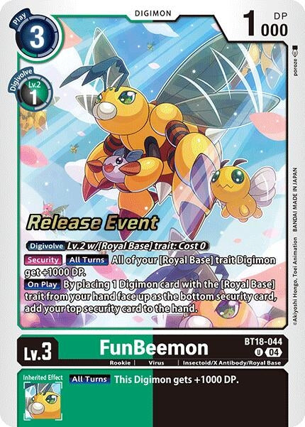 Image for FunBeemon - BT18-044 (BT18-044 U) (Release Special Booster 2.0 Celebration Event Cards) (BT18-19_PR) - Digimon Card Game